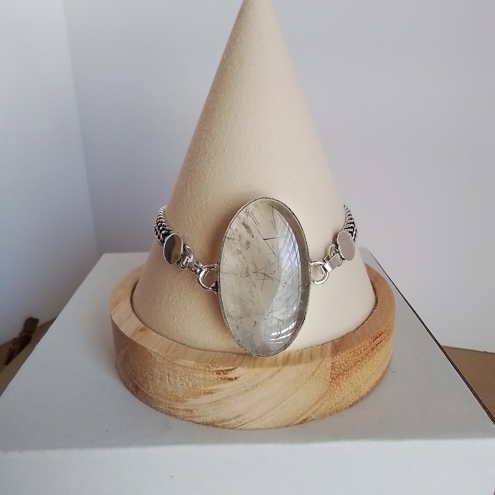 Black Rudilated Quartz Bracelet - Picture 2 of 6